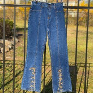 Lace Up Y2K Flared Jeans